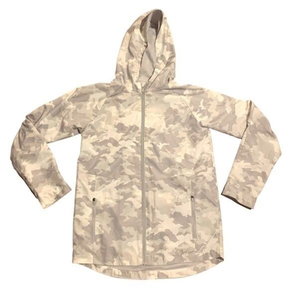all in motion Jackets & Blazers - All In Motion Lightweight Hooded Full Zip Jacket White Gray Camo‎ Size XL